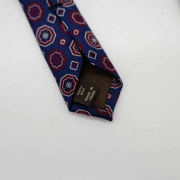 Tasso Elba Blue Red Geometric‎ Woven Silk Tie - Picture 5 of 7
